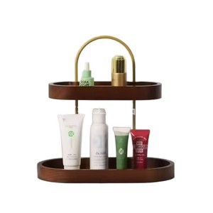 Wooden Cosmetic <b>Shelf</b> Double Layer <b>Desktop</b> Storage Rack For Skincare Perfume Makeup Organizer Retro Color - Product Image 2
