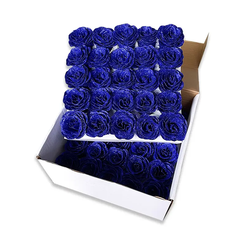 Manufacturers Wholesale Crystal Rose Head Valentine'S Day Gift Box Blue Enchantress Simulation Rose Immortal Flower