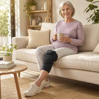 Elektrisches Knie-Massagegerät mit Wärme, Luftkompression, Vibration, Rotlichttherapie, 3 Wärmestufen, Kabellos Aufladbar für Arthritis