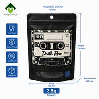 Pochette autoportante en Mylar noir mat, design rétro cassette audio 'Death Row', pour snacks, vente en gros B2B, qualité alimentaire, OEM ODM
