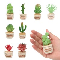 Aimant de réfrigérateur en forme de plante succulente artificielle en pot, faux cactus fait main en fil de laine, réaliste, créatif, décoration d'intérieur, plante en pot