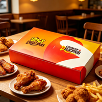 Caja Plegable Desechable con Logotipo Personalizable, de Doble Apertura, Tres Compartimentos, Gran Capacidad, Impresión a Color para Pollo Frito