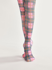 Medias <span class=keywords><strong>de</strong></span> Diseño Geométrico a Cuadros, Estilo Británico, Tartán, Semitransparentes, Estampadas, para Mujer - Product Image 4