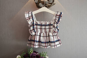 Producto de China, Camisa y Pantalones a Cuadros con Volantes, Ropa para Niñas, 2 Piezas - Product Image 3