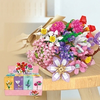 Juguetes de Bloques de Construcción de Plástico con Diseño de Flores, Mini Bloques Educativos para Niños, Juego de Bloques de Construcción DIY para Niños, Regalo