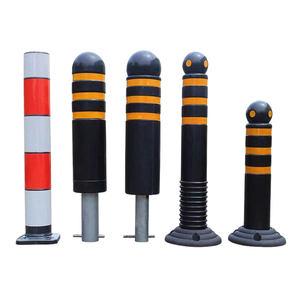 حاجز مرور مطاطي أسود متين للسلامة المرورية، عمود تحديد المسارات على الطرق - Product Image 1