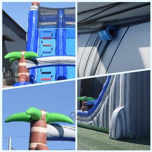 Toboggan aquatique gonflable à double voie pour enfants et adultes, toboggan gonflable avec palmiers, toboggan gonflable pour piscine - Product Image 3