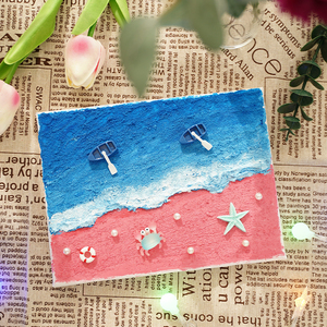 Cornice in tela completamente personalizzabile, 6 colori di pittura acrilica, 1 pennello, giocattoli educativi <span class=keywords><strong>fai</strong></span>-<span class=keywords><strong>da</strong></span>-<span class=keywords><strong>te</strong></span> per disegnare con pittura testurizzata a tema marino - Product Image 4