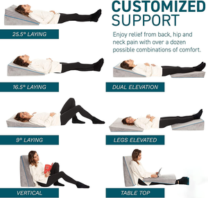 Almohada de <span class=keywords><strong>Cuña</strong></span> de Cama 3 en 1, Espuma Viscoelástica Lavable a Máquina, <span class=keywords><strong>Reflujo</strong></span> Ácido <span class=keywords><strong>para</strong></span> Dormir, Antirronquidos, Ángulo de Inclinación, Afinable - Product Image 3