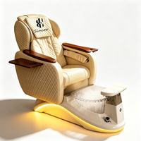 Fauteuil de pédicure de luxe avec massage par airbag, base en fibre de verre, éclairage et bain de pieds électrique pour salon de manucure