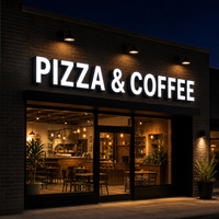 Enseigne de magasin avec LED, signalétique de façade pour café, lettres acryliques lumineuses, éclairage publicitaire de devanture pour café