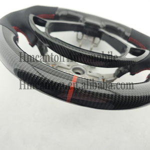 Practical Hot Sale Perforated Leather Carbon Fibre Red Top Stripe <b>Steering</b> <b>Wheel</b> Fit <b>for</b> Infiniti G27 G37 Car <b>Steering</b> <b>Wheel</b> - Product Image 4