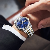 Jam tangan bisnis pria, arloji mewah tali Stainless Steel gerakan quartz rekreasi luar ruangan Quartz untuk lelaki