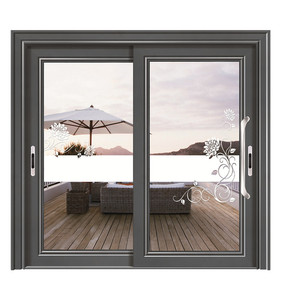 Grey recubierto de polvo suave terminado el último diseño de la puerta principal doble templado acristalamiento puerta corredera - Product Image 3