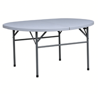 Table ronde portable en HDPE de 150 cm, table de jardin en plastique imperméable, tables pliantes pour hôtel, jardin, fête, banquet