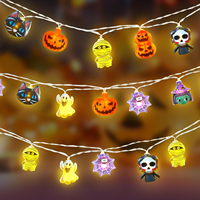 Guirlandes lumineuses LED pour Halloween, en plastique, fonctionnant sur piles, à intensité variable, pour intérieur, extérieur, fenêtre, porche, décorations, éclairage festif