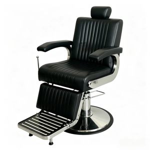 Fauteuil de Barbier Rétro Noir Hydraulique, Chaise de Coiffure Rembourrée pour Salon de Coiffure - Product Image 4