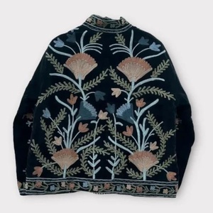 Custom Handmade Floral Embroidered Cotton Suzani <b>Jacket</b> <b>Women</b> Open Front Full Sleeve Prairie Chic Spring <b>Lightweight</b> Outerwear - Product Image 3