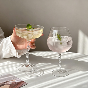 Copa de Vino de Cristal de Lujo Moderna Nórdica con Tallo en Espiral, Hecha a Mano, Ecológica, Apta para Lavavajillas, para Cócteles y Copas Coupe - Product Image 3