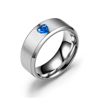 Anillo de Pareja de Acero Inoxidable Plateado con Corazón de Diamantes de Imitación y Acabado Cepillado para Hombre y Mujer, Regalo de Aniversario de Bodas o Promesa