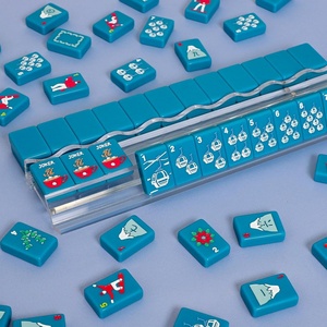 Premium Custom Logo Clear Engraved 160-Piece Blue Acrylic American <b>Mahjong</b> Tile <b>Set</b> Carrying Bag Accessories for Casino Gambling - Product Image 6