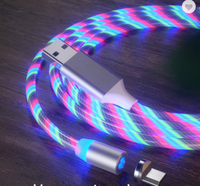 Câble USB magnétique à charge rapide LED 3-en-1 de haute qualité en cuivre pur pour téléphones mobiles et ordinateurs, tressé en nylon