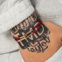 Bracelet réglable en alliage Hip-hop pour hommes, femmes, unisexe, avec boucle dorée/argentée, cordon, bracelets, accessoires de mode quotidiens