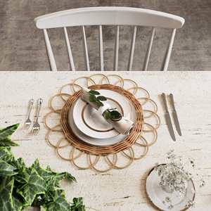 White Rattan <b>Placemat</b> Woven Rattan <b>Placemat</b> Flower <b>Wicker</b> Rattan Charger Plate Elegant Table Mat for Home and Wedding - Product Image 6