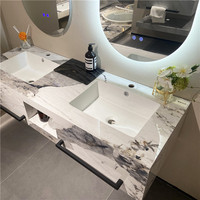 Nouveaux articles sanitaires pierre artificielle murale en marbre double évier suspendu lavabos en marbre lavabos de salle de bain en pierre
