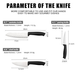 Set di 3 Coltelli da Cucina con Manico in PP Resistente e Lame in Acciaio Inox - Coltelli da Macellaio Ecologici Sconto Quantità per <span class=keywords><strong>Chef</strong></span> Casalinghi - Product Image 2