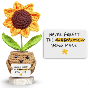 Regalo hecho a mano positivo girasol tulipán corazón muñeca ganchillo con tarjeta olla <span class=keywords><strong>Baser</strong></span> apoyo emocional para amigos familia maestros - Product Image 1
