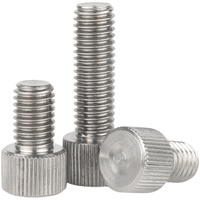 Vis à tête moletée plate M2 M2.5 M3 M4 M5 M6 métriques en acier inoxydable 304/noir/aluminium, à serrage manuel, pour châssis, classe 8