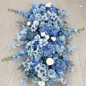 Fila larga de flores azules artificiales para mesa de boda, conferencia, sala de exposiciones, escaparate, accesible transfronterizo - Product Image 3