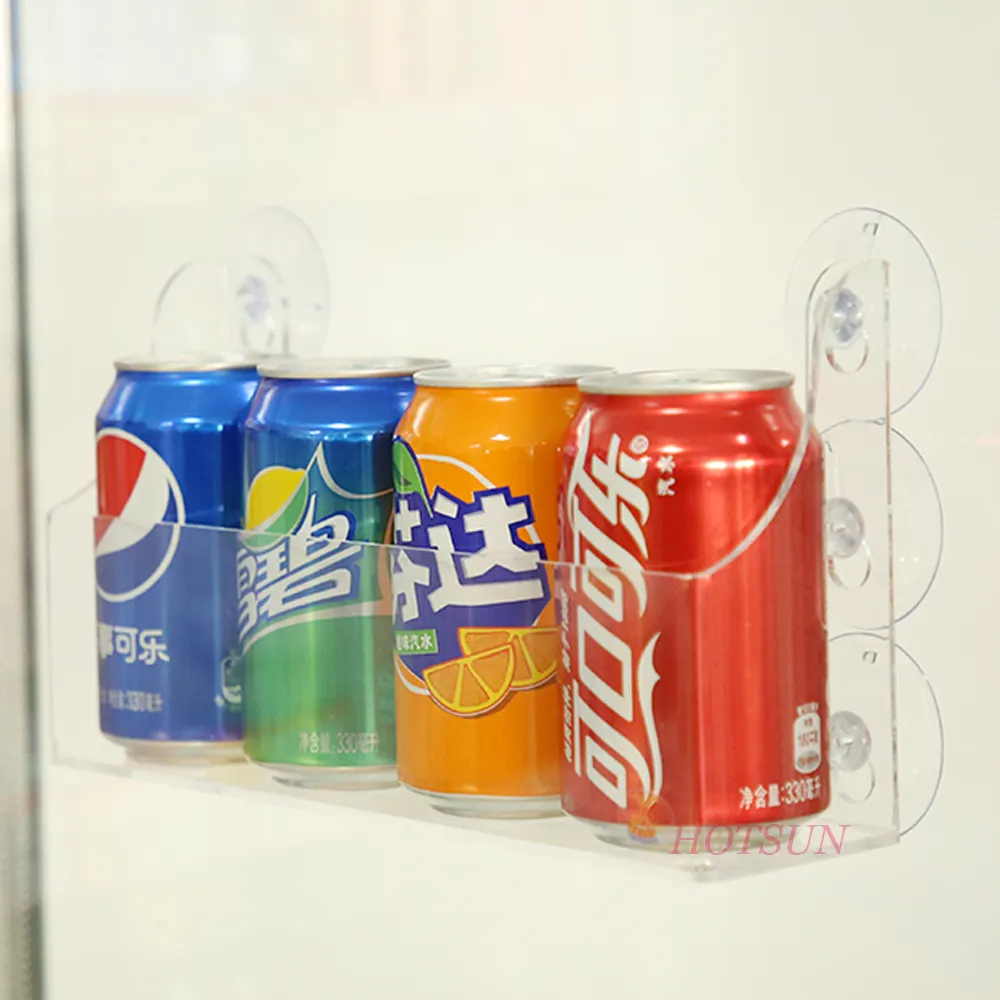 5 Bottle 4 Bottles Drink Display Holder with Suction Cup Clear Acrylic Fridge Bottle Rack