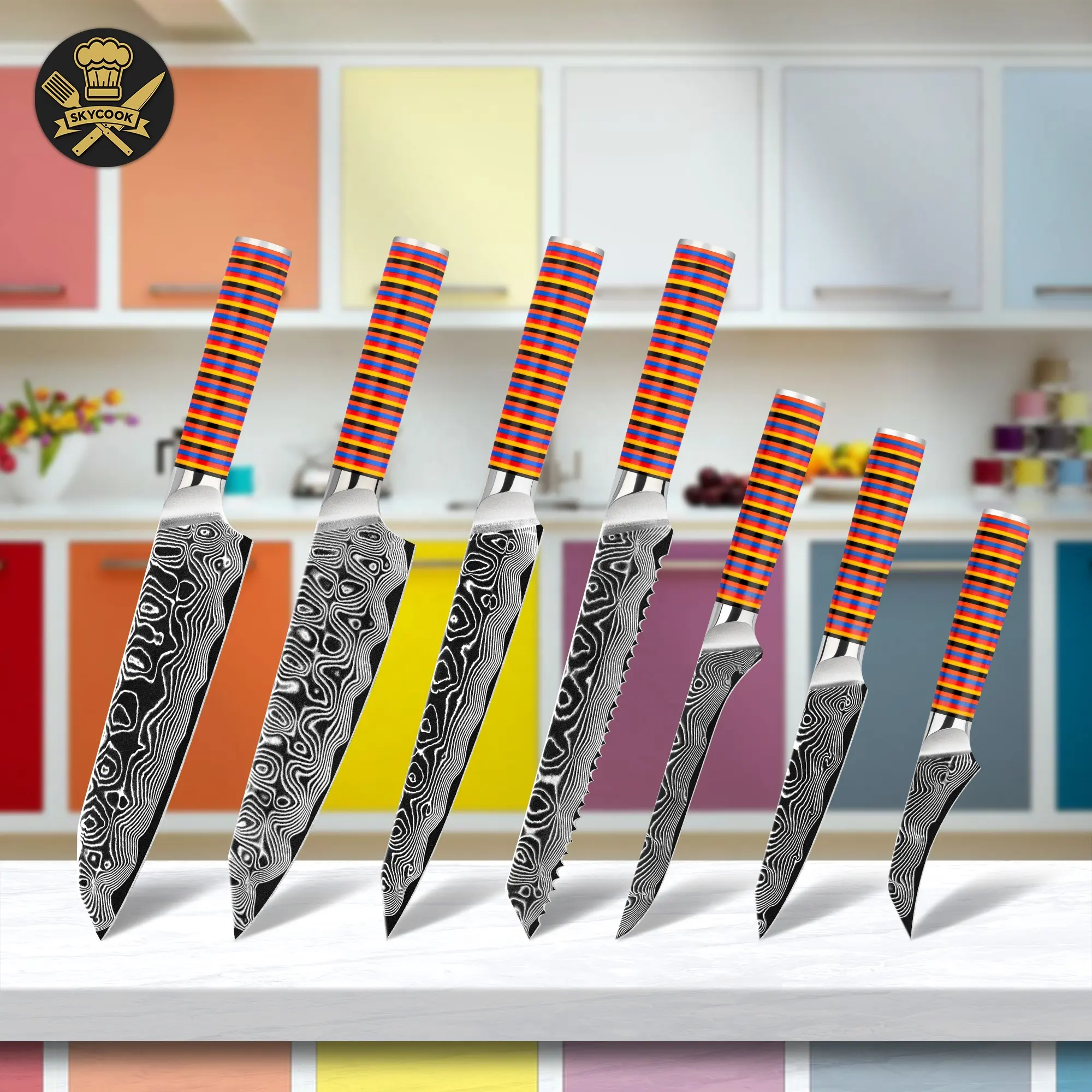 30% de descuento logotipo personalizado venta al por mayor cuchillos de chef japoneses VG10 juego de cuchillos de cocina de acero de Damasco de 67 capas con envío gratis