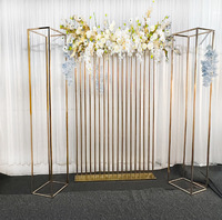 Support de décoration de scène de mariage et de fête, support de fleurs doré en fer de 2 m, arche de toile de fond de mariage