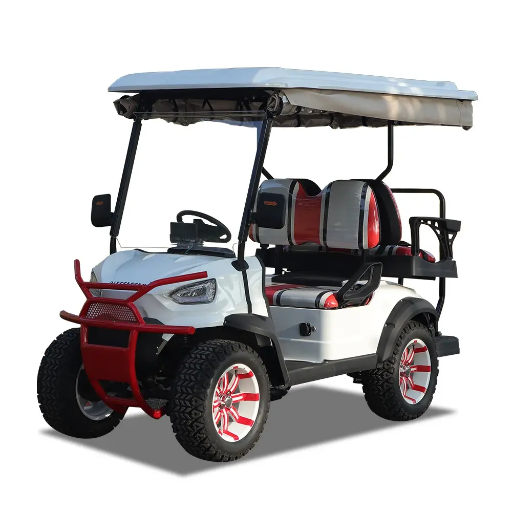 Тележка для гольфа с навесом 48 В 60 В 72 В литиево-ионная электрическая тележка для гольфа, 4 сиденья с передним бампером и радио