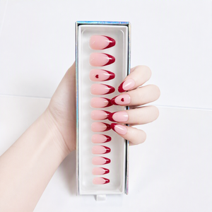 Faux Ongles à Presser <span class=keywords><strong>Manucure</strong></span> Française, Ongles Artificiels en Forme d'Amande et de Cœur, Vente en Gros - Product Image 1