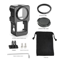 Cadre de protection en alliage d'aluminium pour caméra, cage anti-chute avec sangle et griffe porte-accessoire, avec miroir UV pour DJI Action 2