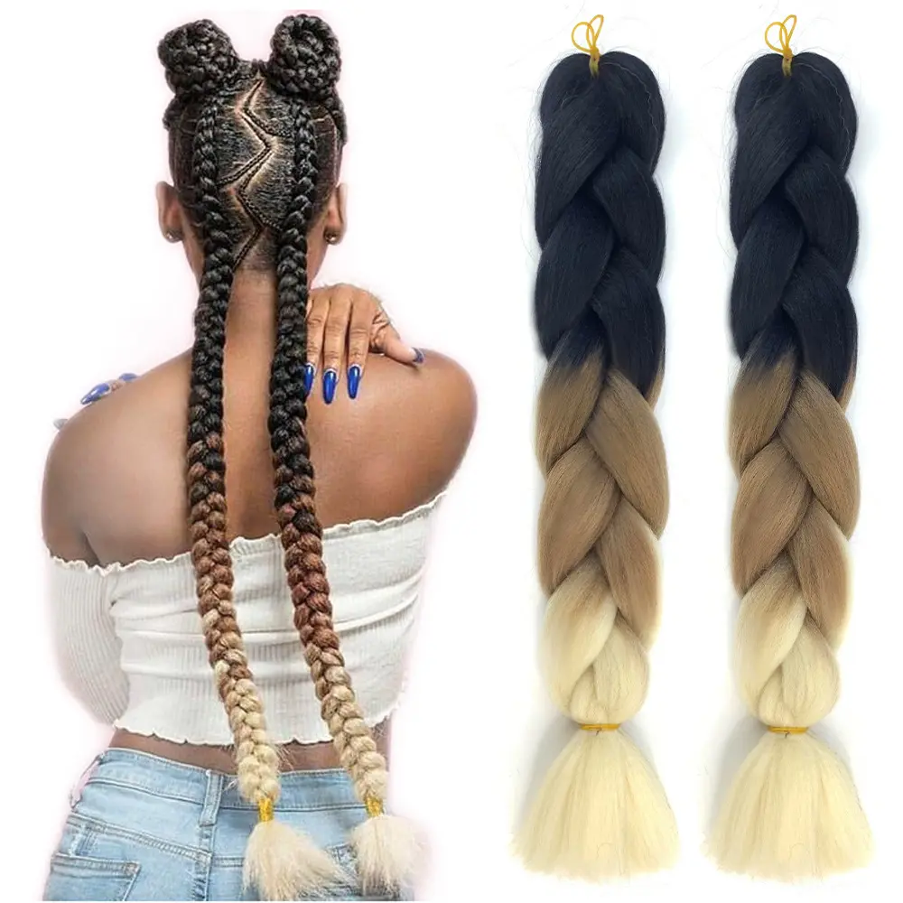 Private Label OEM & ODM 1x 2x 3x 4x Kanekalons Fiber Pre Stretched Braiding Hair, Over 100 Colors Layered End Ez Braid in Stock