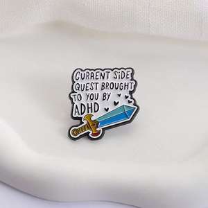 TDAH épée émail broche courant côté quête TDAH broche revers Badge sensibilisation à la santé mentale bijoux cadeau impression UV alliage de Zinc - Product Image 4
