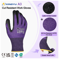 Gants de sécurité XINGYU en HPPE de calibre 15, niveau de protection A3, tricotés sans couture, enduits de latex gaufré, respirants, confortables, flexibles et antidérapants