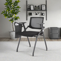 Avec tableau d'écriture sans roulettes Ensemble table et chaise de bureau Mobilier Salle de formation Pliable Visiteur Chaise de bureau en maille