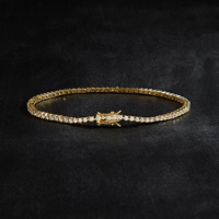 Bracelet tennis de luxe tendance en laiton plaqué or 18 carats avec zircon cubique rond de 2 mm pour femme, idéal pour les fiançailles
