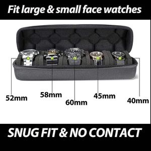 Boîte de voyage pour montre à 5 emplacements, convient à toutes les montres de taille avec une boîte de montre Eva à coque dure - Product Image 4