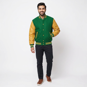 <b>Jacket</b> <b>Men</b> Custom Varsity <b>Baseball</b> Bomber Satin Letterman Style Stand 100% Cotton OEM ODM Wholesale Streetwear College Fashion - Product Image 1