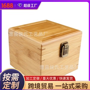 Bamboo <b>Storage</b> <b>Box</b> Square 10cm <b>Lockable</b> Gift Craft Wooden <b>Box</b> - Product Image 5