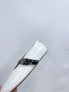 Zapatos Planos de Mujer Alaias Estilo Punk Mary Jane, Novedad 2025, Parte Superior de Cuero Genuino, Punta Cuadrada, Correa con Hebilla y Remaches, Estilo Dulce y Moderno - Product Image 6