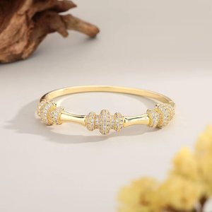 OUGEPHELI Bracelet jonc tendance en argent 925 plaqué or avec micro-incrustation de moissanite taille brillant, bijoux à charnière, tiers - Product Image 2