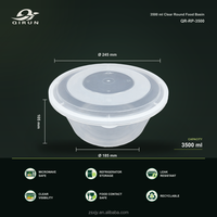 Conteneur alimentaire jetable de 3500 ml avec couvercle - Boîte de restauration en PP de qualité alimentaire, étanche, sans BPA, micro-ondable et recyclable, design moderne